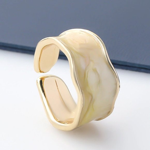My Bead Emporium Jewelry - Gold band with Ivory enamel coating. OS